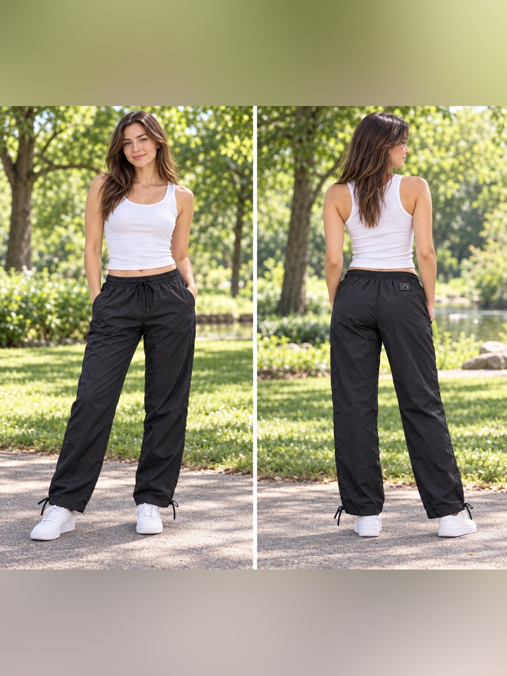 Gymshark Women’s Black Track Pants L Drawstring Waist Adjustable Hems